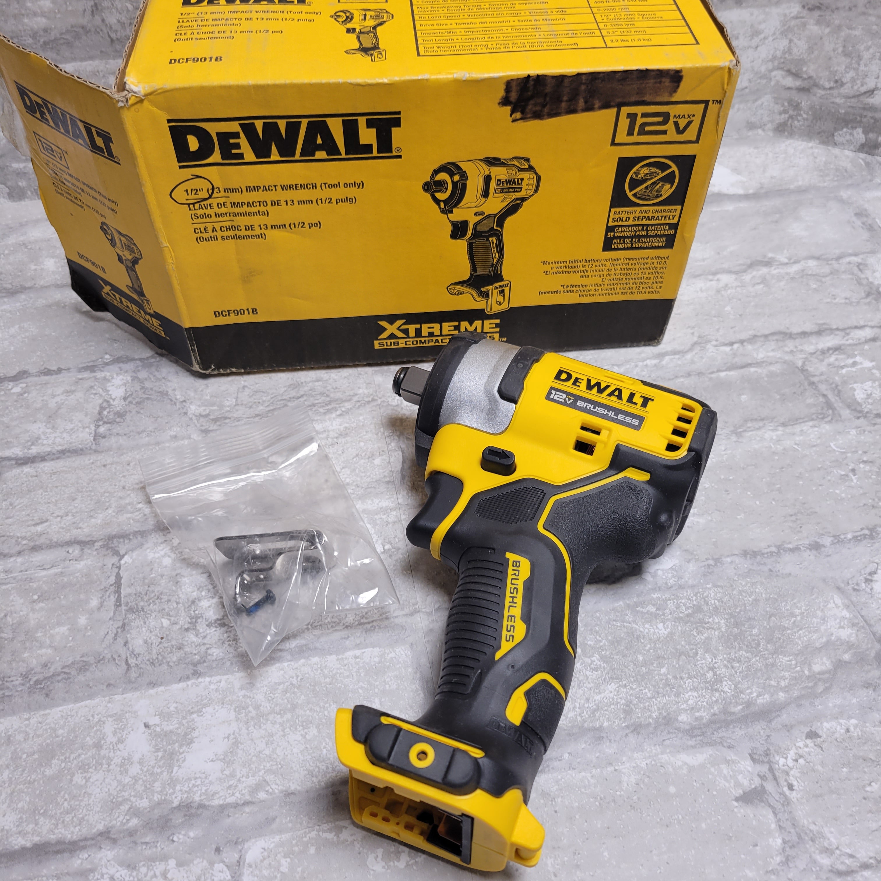DEWALT DCF901B 12V 1/2" Impact Wrench - TOOL ONLY (8055857479918)